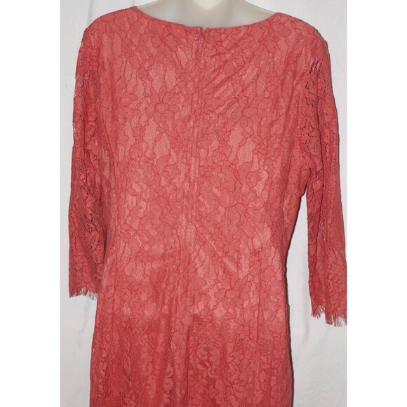 Simply Styled Lace Overlay Sheath Faded Rose Coral Cocktail Dress Size L NWT - Picture 8 of 11